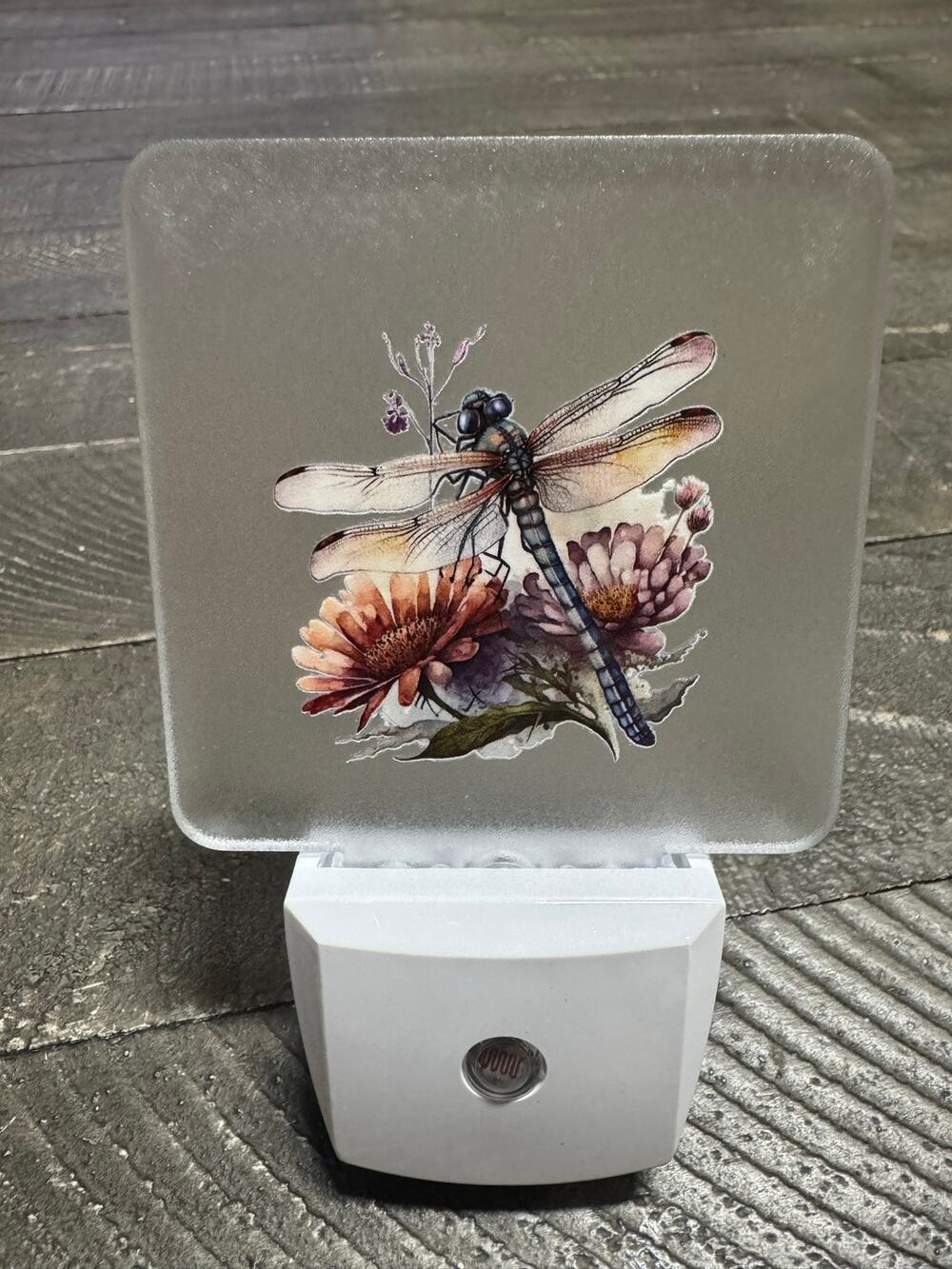LED dragonfly and flowers nightlight